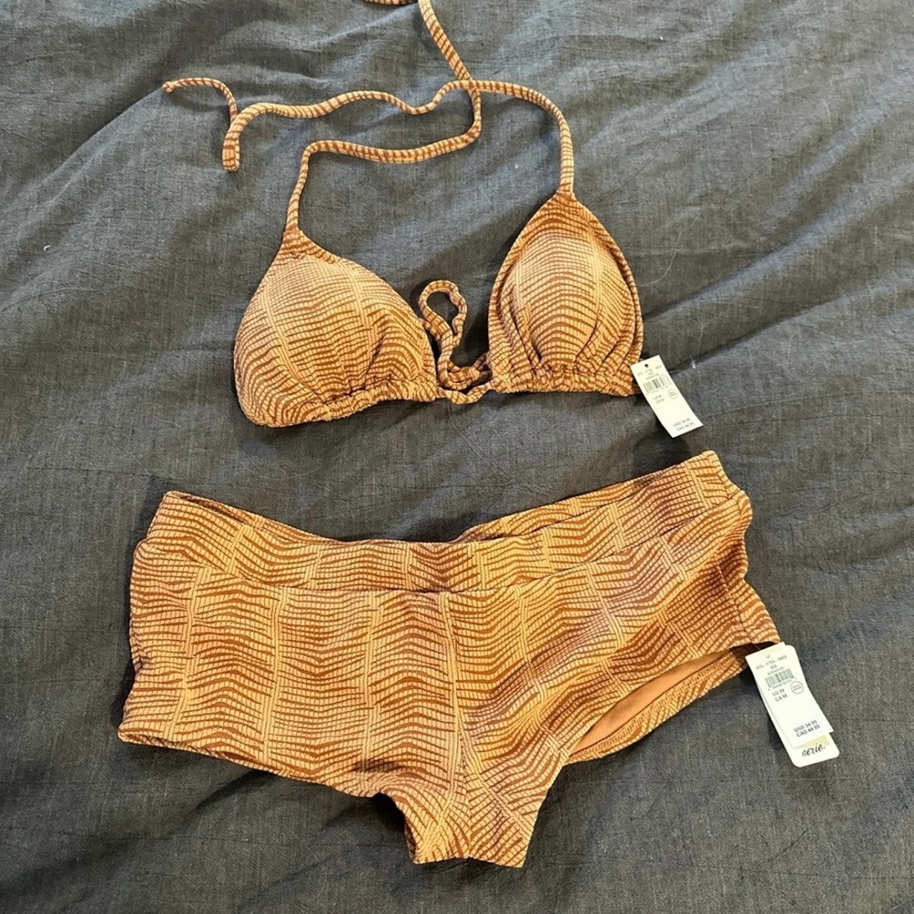 Aerie Textured Tan Bikini Set